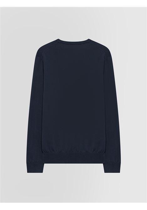 Alpha Studio girocollo in crepe di cotone blu a manica lunga ALPHA STUDIO | Maglieria | AU-5042C1001